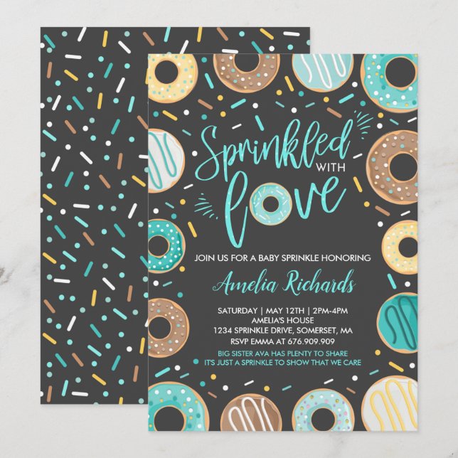 Doughnut Baby Sprinkle Invitation Sprinkled With L (Front/Back)