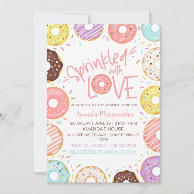 Doughnut Baby Sprinkle Sprinkled with Love Invitation (Front)