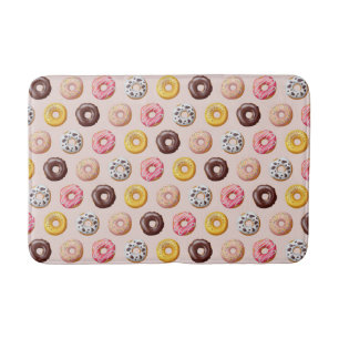 Doughnut Bakery Shop Pattern Bath Mat