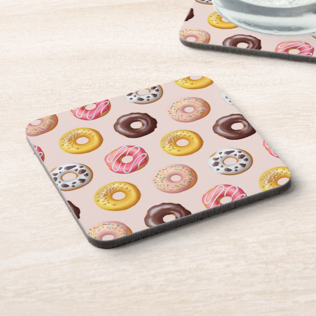 Doughnut Bakery Shop Pattern Coaster (Left Side)