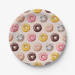 Doughnut Bakery Shop Pattern Paper Plate