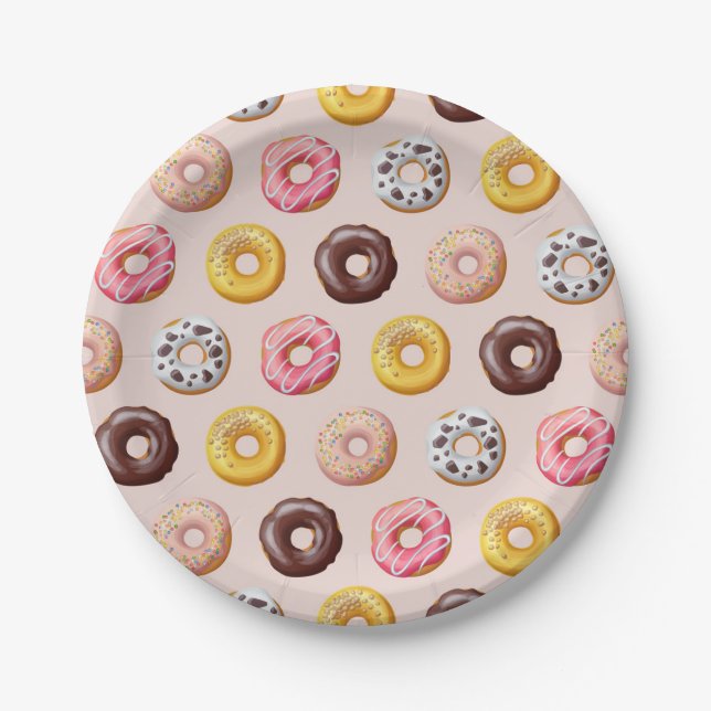 Doughnut Bakery Shop Pattern Paper Plate (Front)