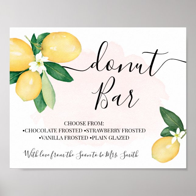 Doughnut Bar Party Bridal Shower Wedding Lemons Pi Poster (Front)
