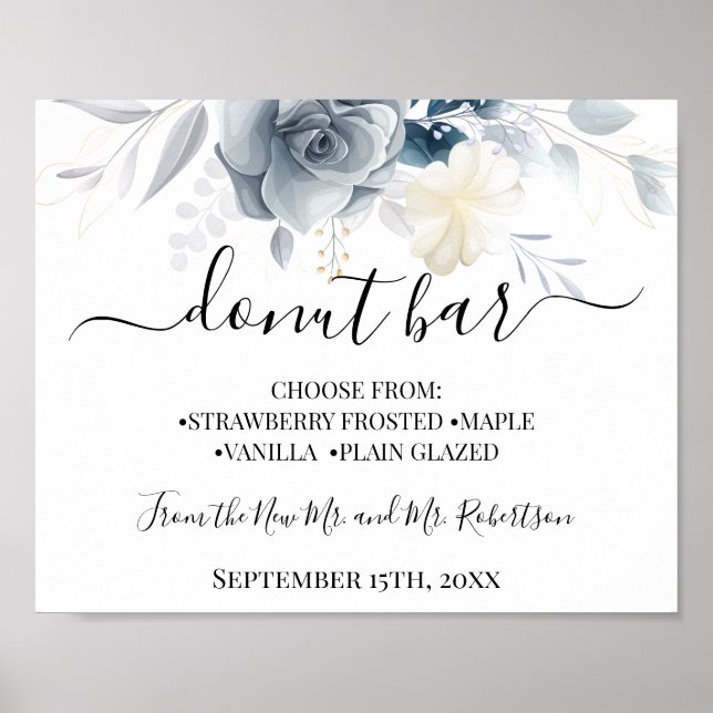 Doughnut Bar Sweets Table Wedding Reception Sign (Front)