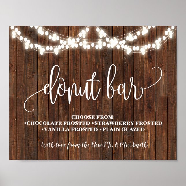 Doughnut Bar Western Bridal Wedding Party Sign (Front)