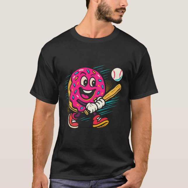 Doughnut Batter – Fun Cartoon Doughnut Playing Bas T-Shirt (Front)