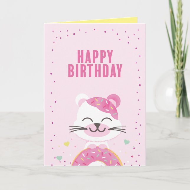 Doughnut Bear Birthday Greeting Card (Front)
