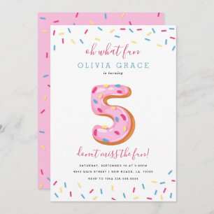 Doughnut Birthday Celebration Five Invitation