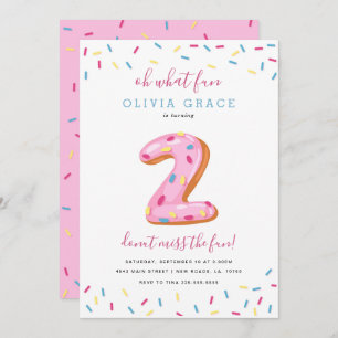 Doughnut Birthday Celebration   Two Invitation