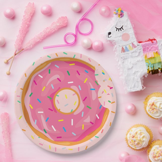 Doughnut Birthday Doughnut with sprinkles birthday Paper Plate (Party)