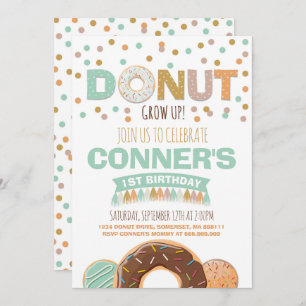 Doughnut Birthday Invitation Doughnut Grow Up