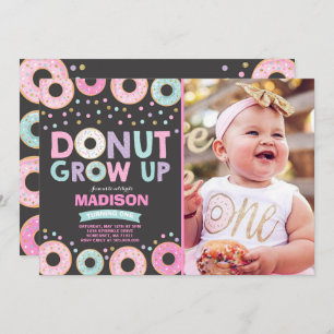 Doughnut Birthday Invitation Doughnut Grow Up Part