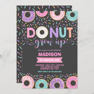 Doughnut Birthday Invitation Doughnut Grow Up Part