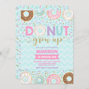 Doughnut Birthday Invitation Doughnut Grow Up Part