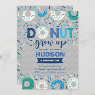 Doughnut Birthday Invitation Doughnut Grow Up Part