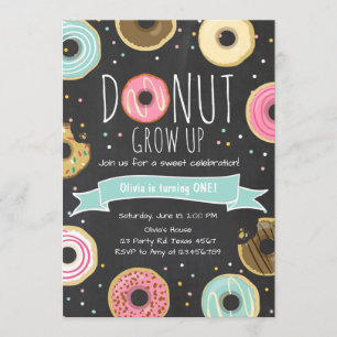 Doughnut Birthday Invitation Doughnut grow up part