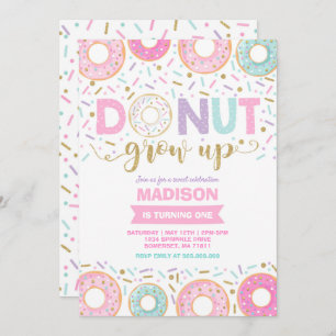Doughnut Birthday Invitation Doughnut Grow Up Part
