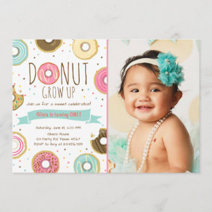 Doughnut Birthday Invitation Doughnut grow up part