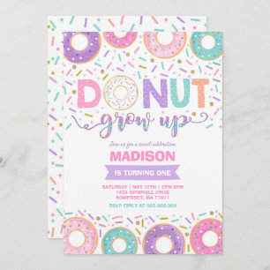 Doughnut Birthday Invitation Doughnut Grow Up Part