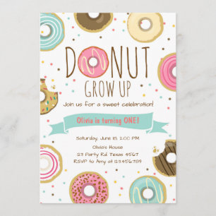 Doughnut Birthday Invitation Doughnut grow up part
