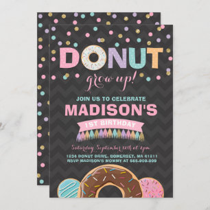 Doughnut Birthday Invitation Doughnut Grow Up Part