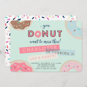 Doughnut Birthday Invitation - Doughnut Miss This 