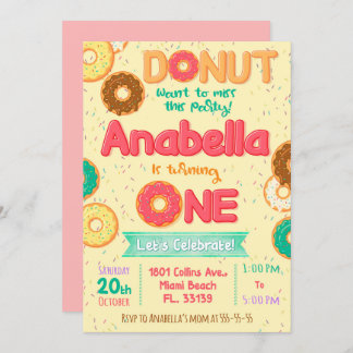 Doughnut Birthday invitation, Doughnut party Invitation