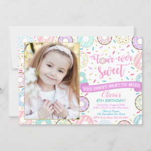 Doughnut Birthday Invitation Four-Ever Sweet Invit