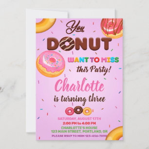 Doughnut birthday invitation Purple sprinkles Part