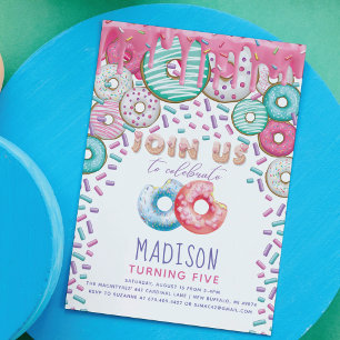Doughnut Birthday Invitation Sprinkles Colourful 