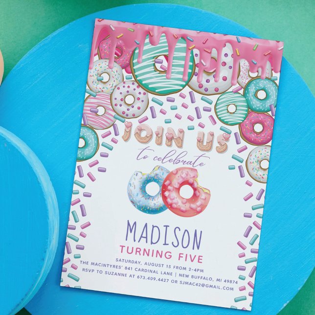 Doughnut Birthday Invitation Sprinkles Colourful  (Creator Uploaded)