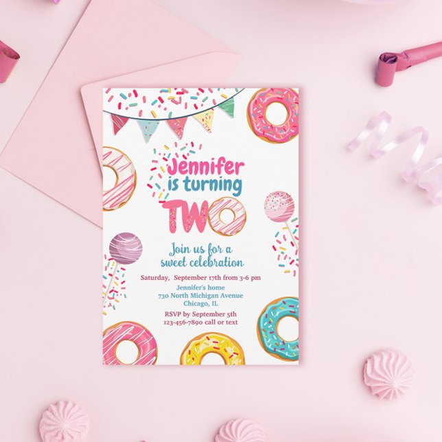 Doughnut Birthday Invitation Sweet TWO (Creator Uploaded)