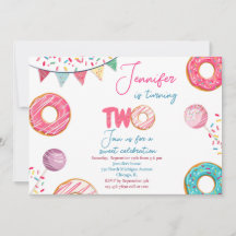 Doughnut Birthday Invitation Sweet TWO