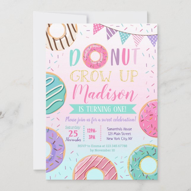 Doughnut Birthday Invitations (Front)