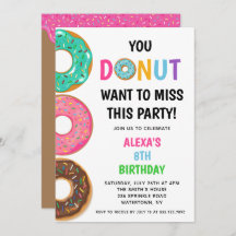 Doughnut Birthday Party Invitation