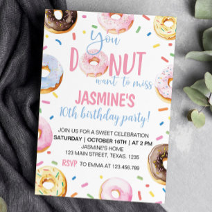 Doughnut Birthday Party Invitation Any Age