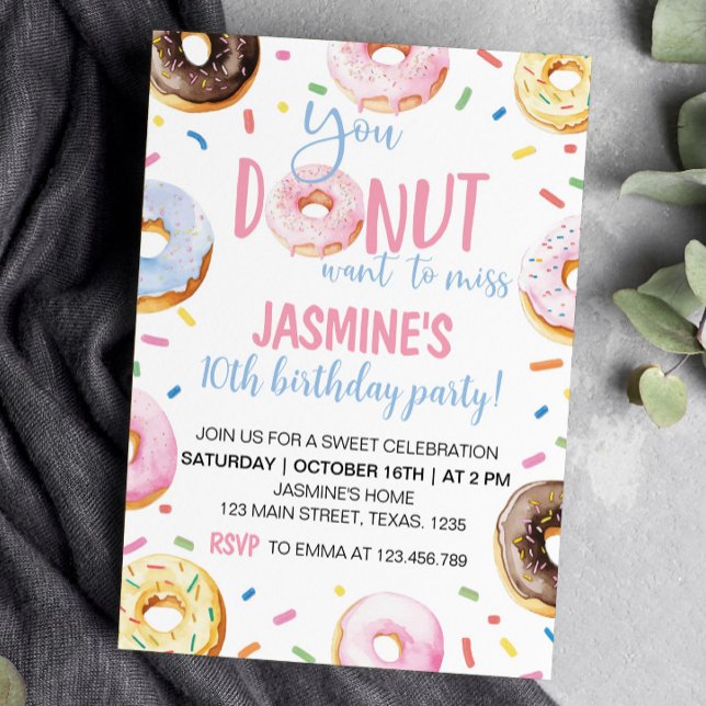 Doughnut Birthday Party Invitation Any Age (Creator Uploaded)