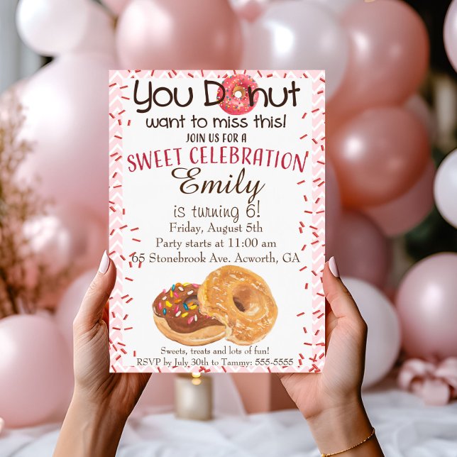 Doughnut Birthday Party Invitation Doughnut Want T (Creator Uploaded)