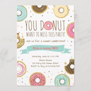 Doughnut Birthday Party Invitation Doughnut want t