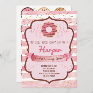 Doughnut Birthday Party Invitation for a Girl