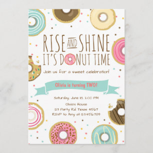 Doughnut Birthday Party Invitation Rise and Shine