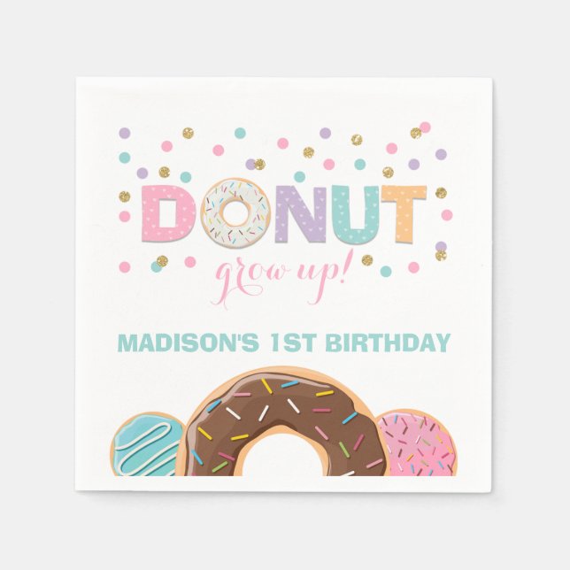 Doughnut Birthday Party Napkin Doughnut Grow Up Pa (Front)