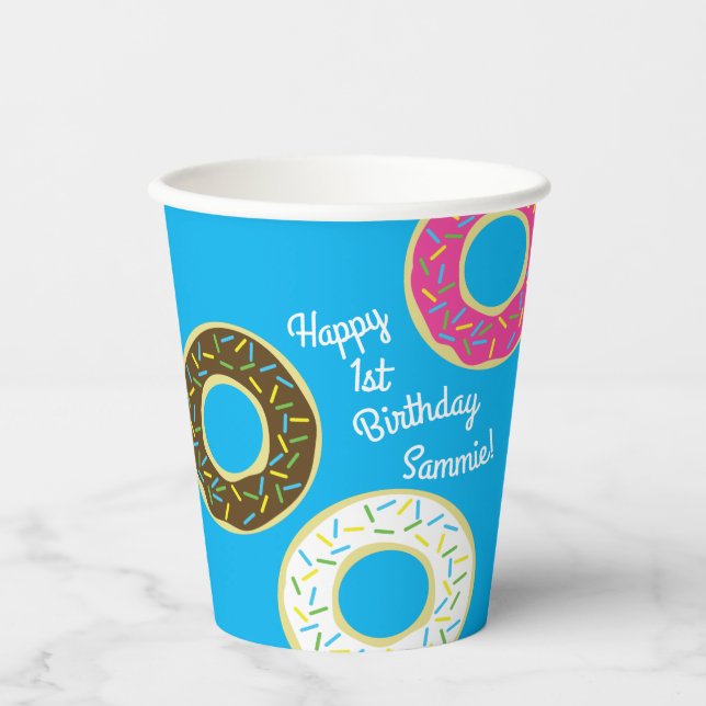 Doughnut Birthday Party Paper Cups (Front)