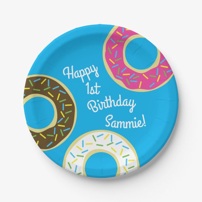 Doughnut Birthday Party Paper Plate (Front)