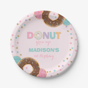 Doughnut Birthday Party Paper Plate 7" Doughnut Gr