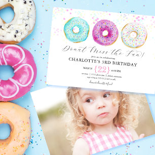 Doughnut Birthday Party Photo Invitation