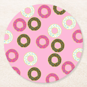 Doughnut Birthday Party Round Paper Coaster
