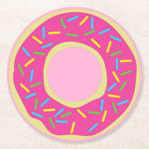 Doughnut Birthday Party Round Paper Coaster