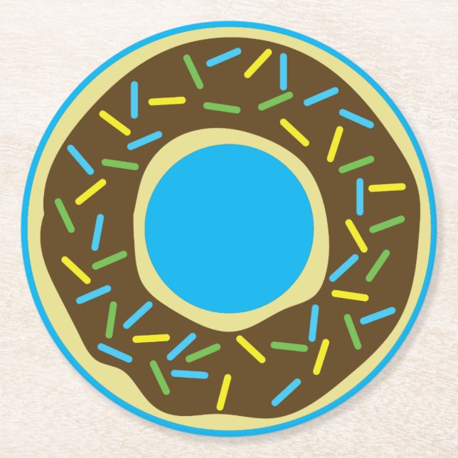 Doughnut Birthday Party Round Paper Coaster (Front)