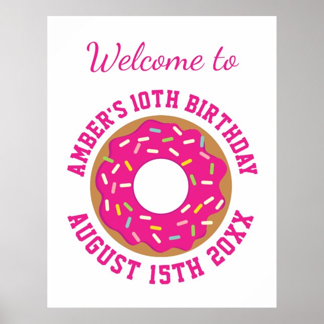 Doughnut Birthday party theme cute welcome poster (Front)